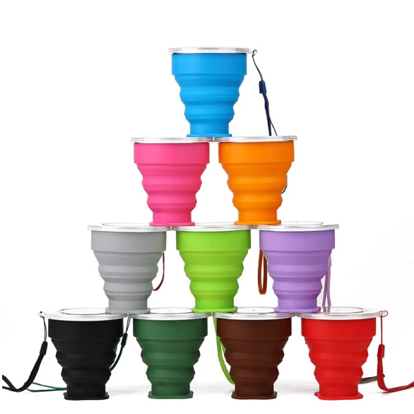 Foldable Silicone Travelling Cup - 2pcs Set Reusable Travel Accessories Tumblers