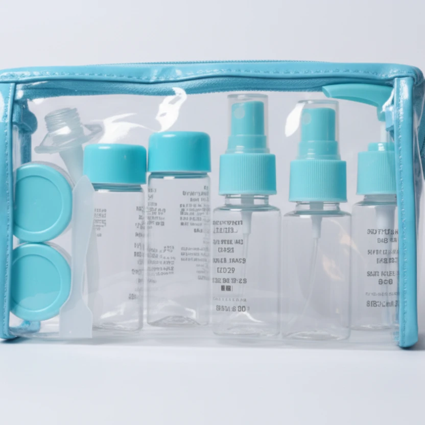 10pcs Refillable Travel Lotion Bottles Kit - Blue & Pink Travel Accessories Travel Bottles & Containers