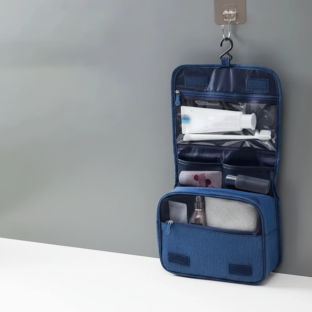 High Quality Foldable Cosmetic Bag - Portable Travel Toiletries Organizer with Hooks Travel Accessories Toiletry Bags