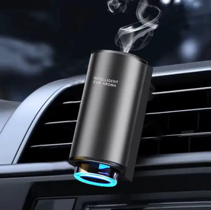 Car Aroma Diffuser - USB Rechargeable Vent Clip with RGB Light and 3 Refill Bottles Grey Home & Garden Vehicle Air Fresheners
