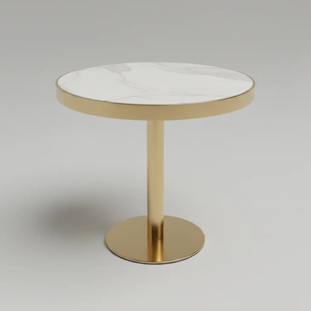 Round Nordic Marble Café Table with Gold Base Dining Table Kitchen & Dining Room Tables