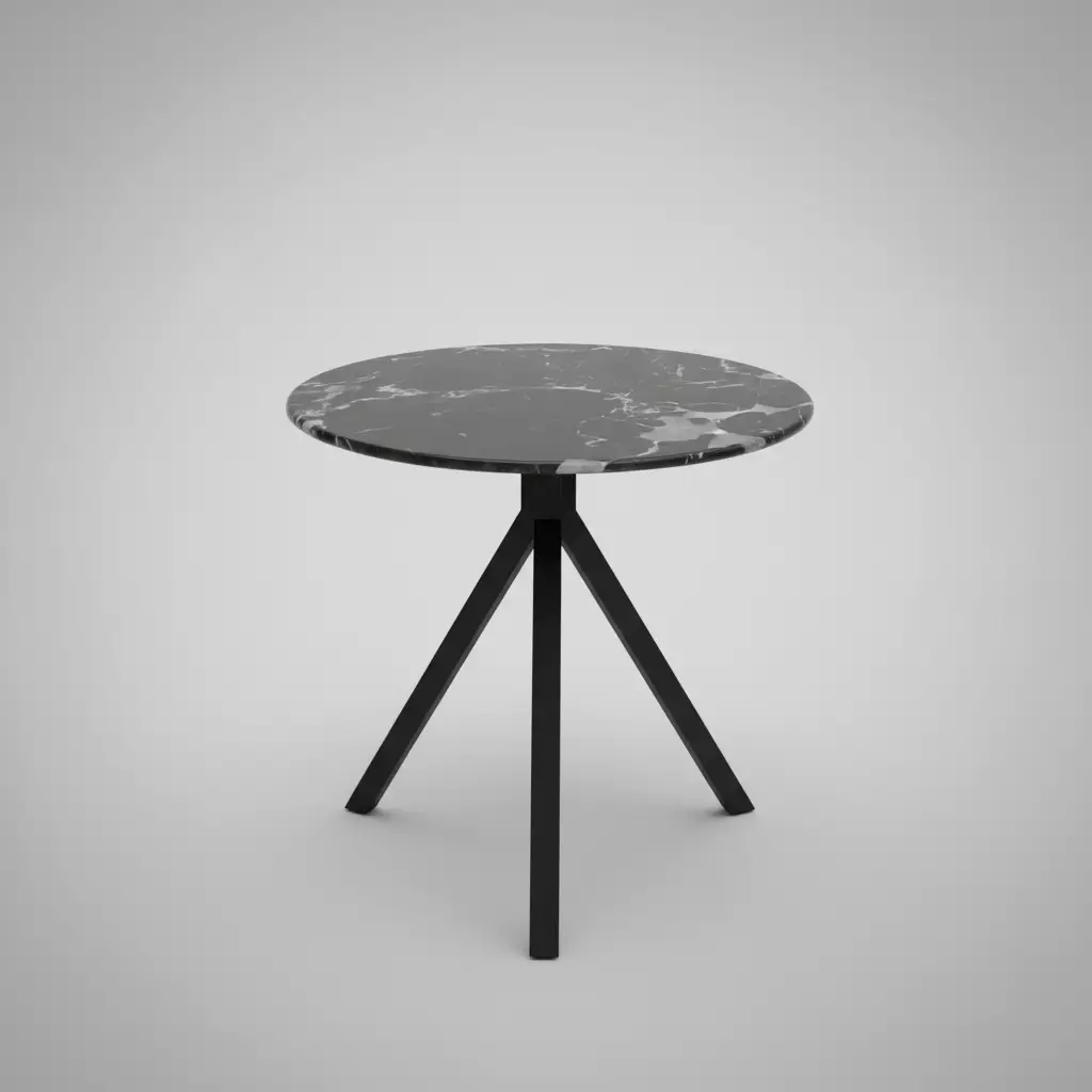 Round Black Marble-Effect Side Table - Tripod Base Side Table End Tables