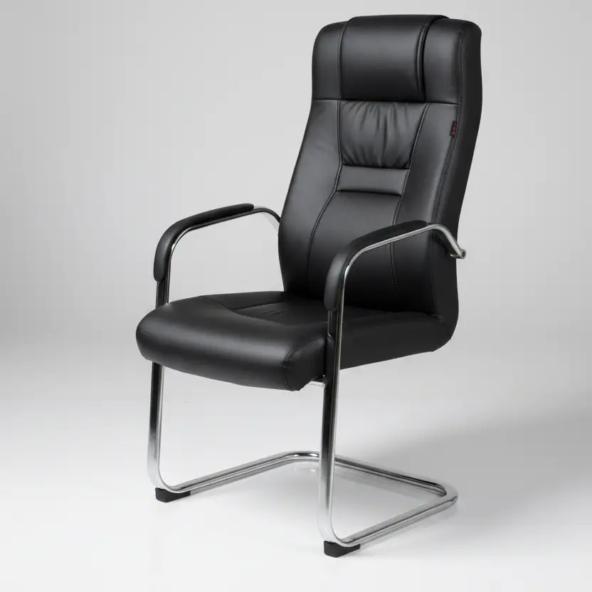 High-Back PU Leather Visitor Chair - Chrome Cantilever Office Chair Office Chairs