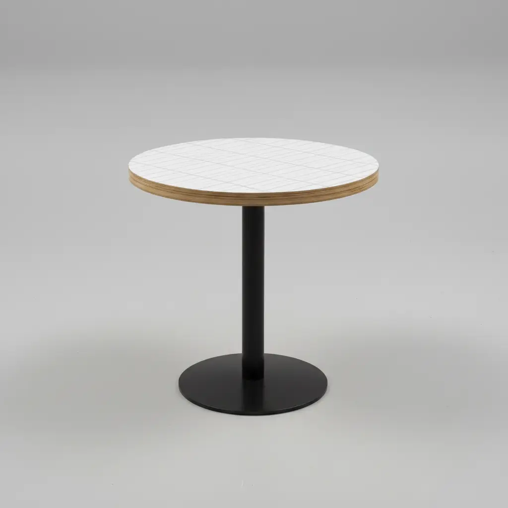 Round Grid-Pattern Dining Table - Black Pedestal Dining Table Dining Tables