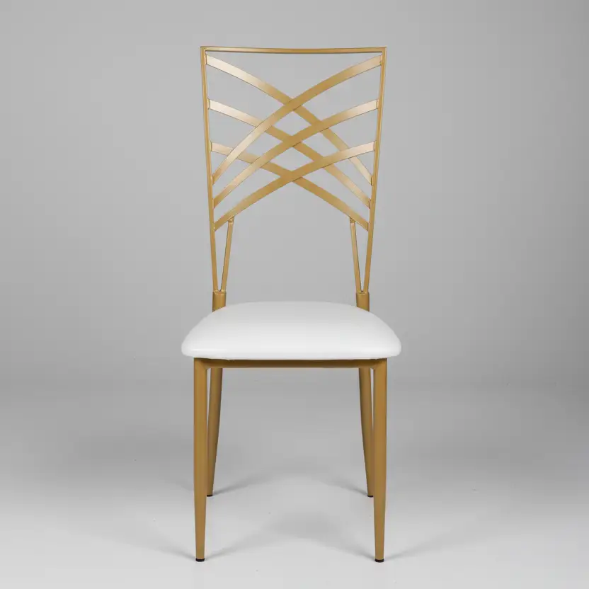 Chameleon Arc-Web Dining Chair set of 6- Gold & White Dining Chair Dining Chairs