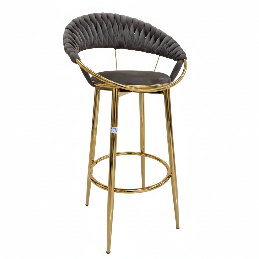 Woven Velvet Bar Stool with Gold Frame Bar Stool Bar Stools