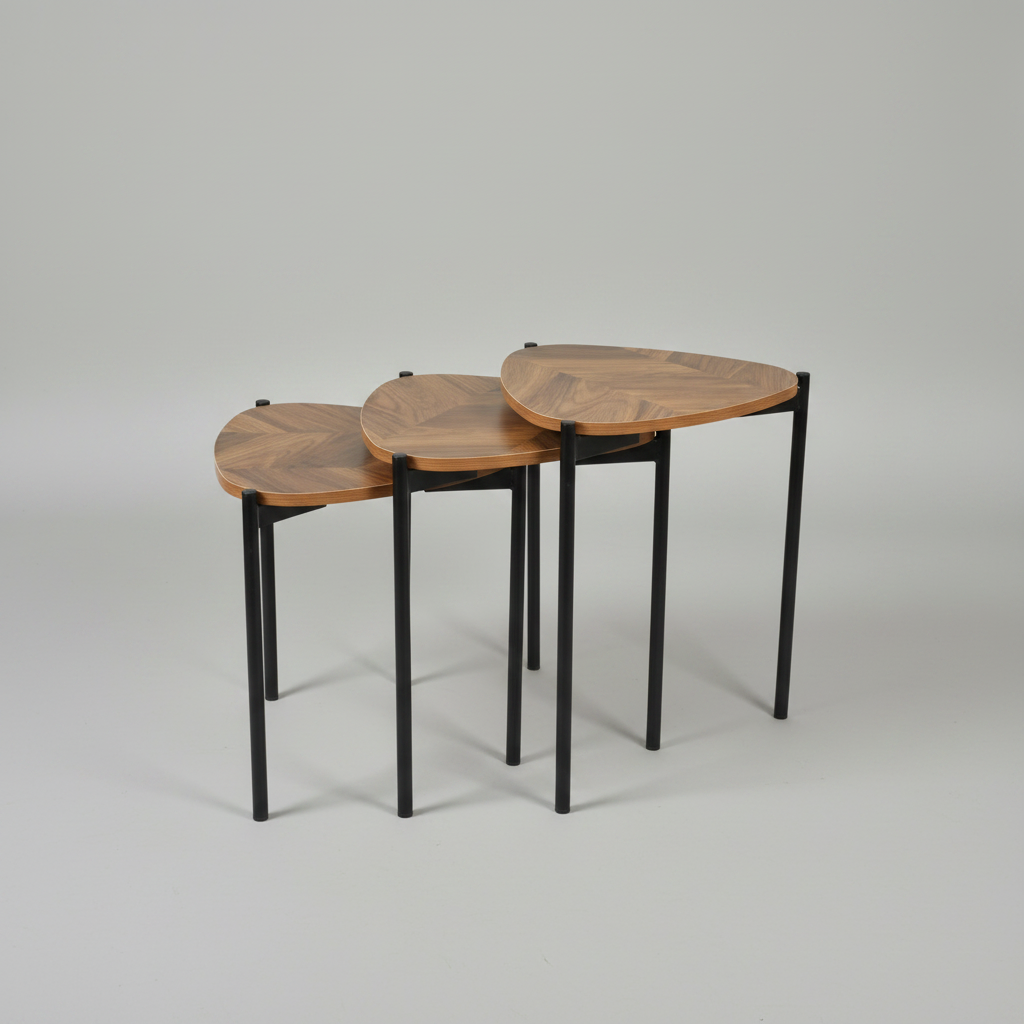 Herringbone Pebble Nesting Coffee Tables - Set of 3 Coffee Table Coffee Tables