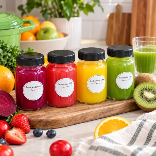Glass Wellness Shot Bottles - Set of 6, 60ml Glass Bottles Food & Beverage Carriers