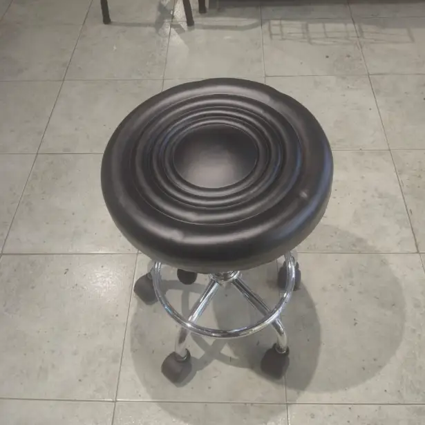 Adjustable Hydraulic Rolling Stool - Black PU Leather Stool Office Chairs