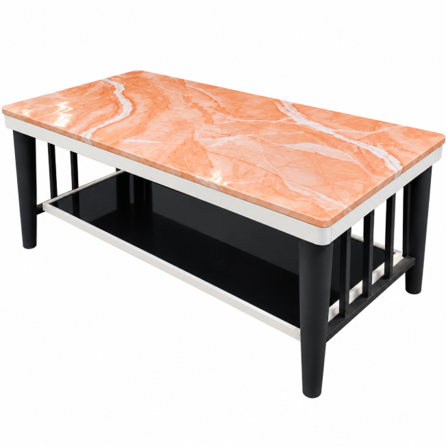 Marble-Top Coffee Table with Storage Shelf Coffee Table Coffee Tables