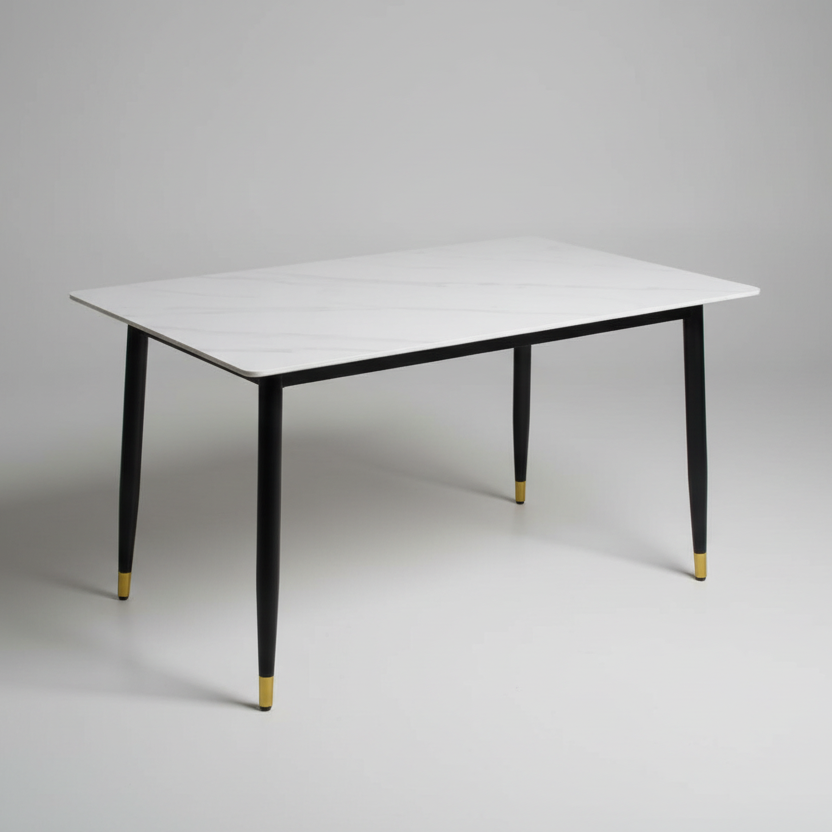 Modern Dining Table - White Top with Black Legs