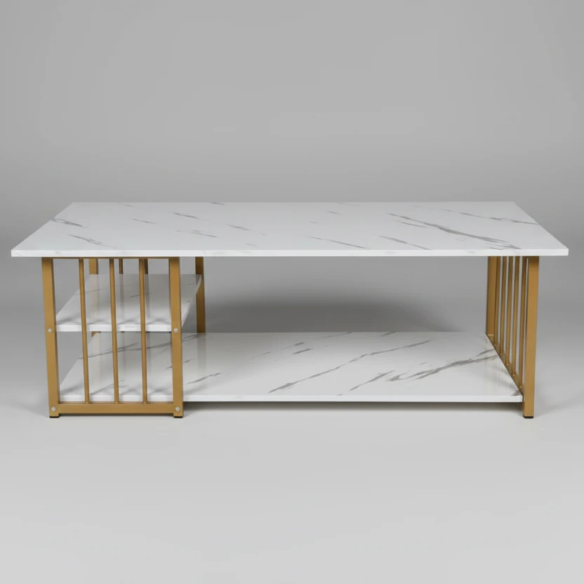 Marble Coffee Table with Gold Frame - C16 Furniture Coffee Tables