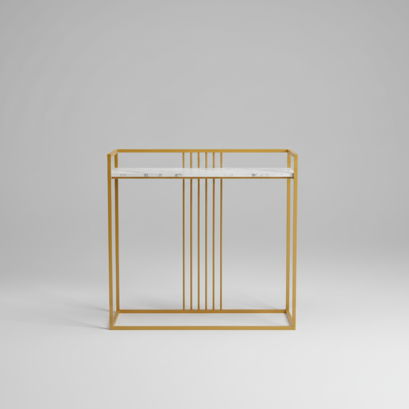 Modern Console Table - Gold and White