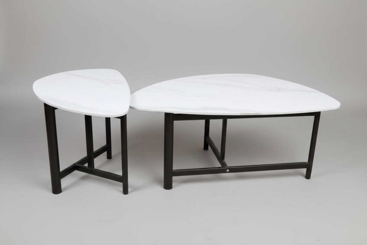 Nesting Coffee Table Set - White with Black Legs