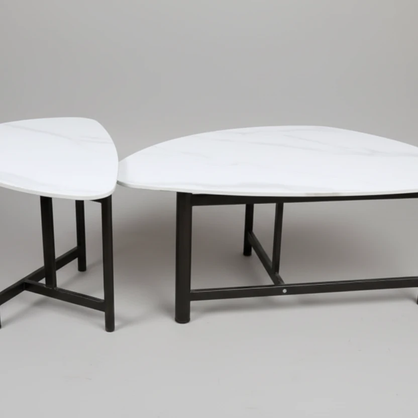 Nesting Coffee Table Set - White with Black Legs Furniture Coffee Tables