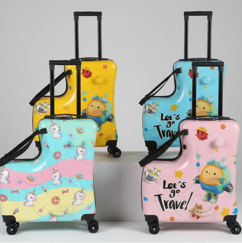 Unisex Kids Cartoon Travel Suitcase on Wheels 54x22x42cm Bags & Luggage Kids' Suitcases