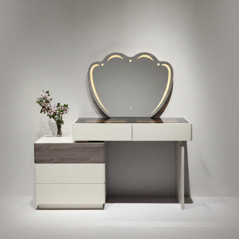 Dressing Table - Modern 100cm x 40cm x 75cm with LED Mirror (Without Chair)