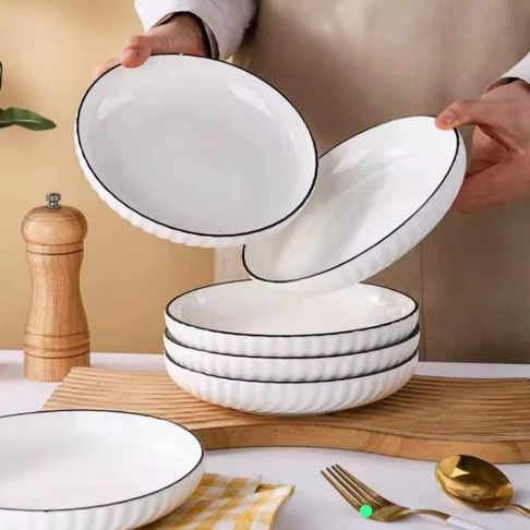 Side Plates - Japanese Ceramic 8" Set of 6 Kitchen & Dining Plates