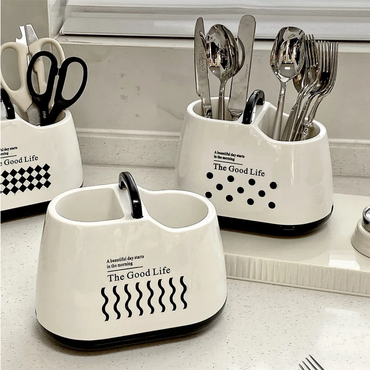 Cutlery Drainer and Holder with Multiple Compartments Kitchenware Kitchen Utensil Holders