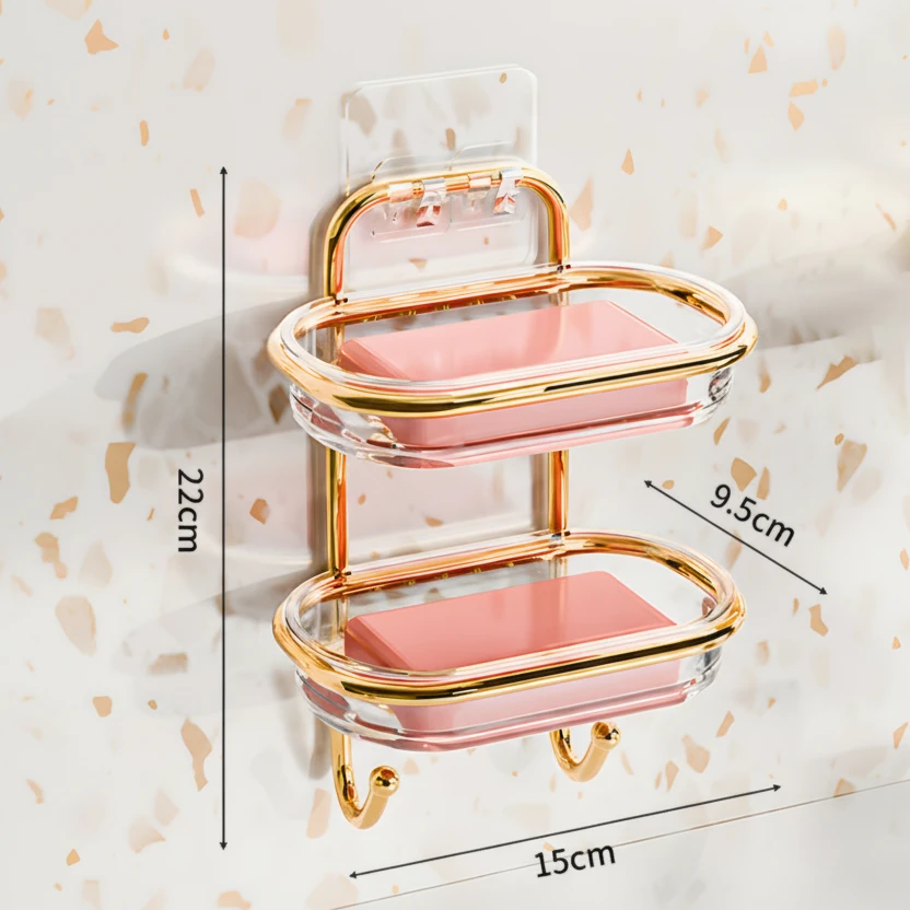 Luxury Double-Layer Wall Mounted Soap Holder with Drainage Design Home Organization Soap Dishes & Holders