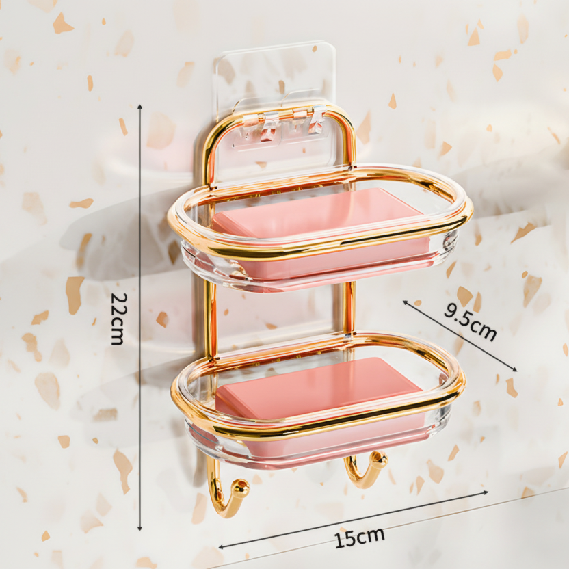 Luxury Double-Layer Wall Mounted Soap Holder with Drainage Design