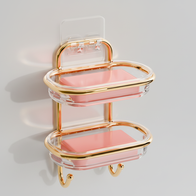 Luxury Double-Layer Wall Mounted Soap Holder with Drainage Design