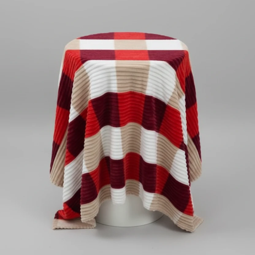 Heavy Warm Fleece Throw Blanket Ribbed Texture Striped Pattern 6x6 Feet Home & Garden Blankets