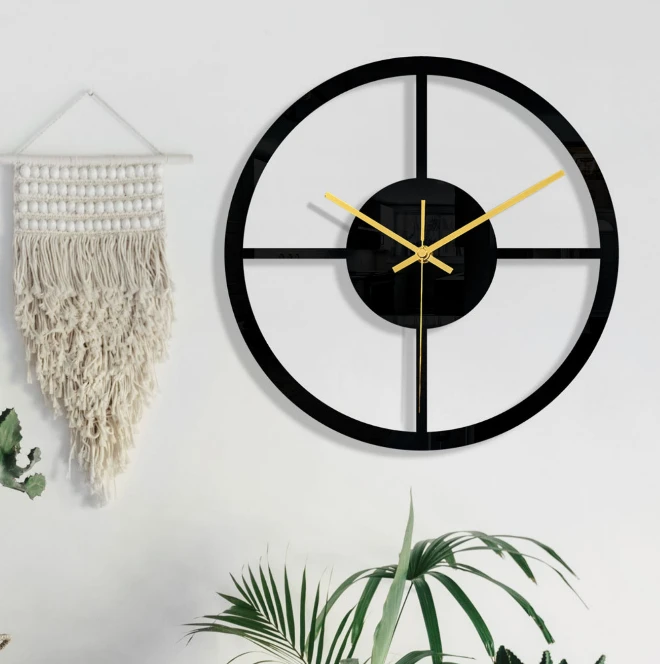Fashion Wall Decor 3D Dimensional Black Acrylic Round Wall Clock 30cm Diameter Home & Garden Wall Clocks