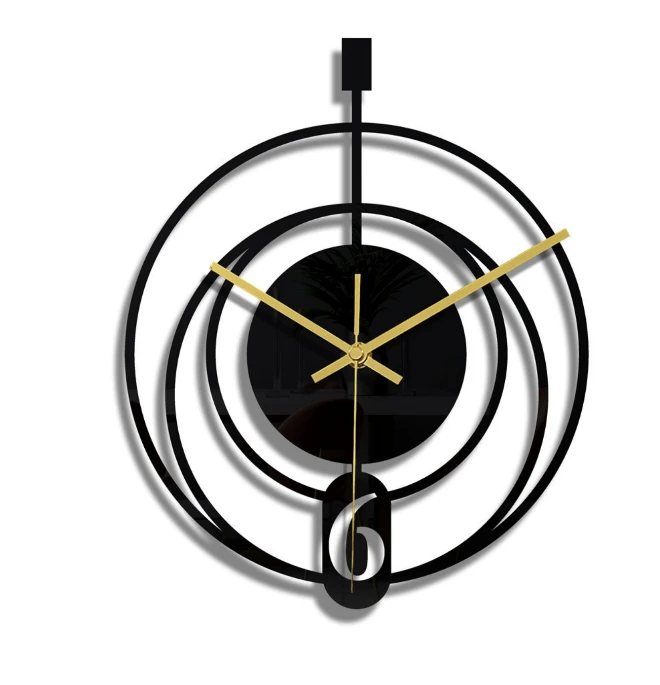 Fashion Wall Decor 3D Dimensional Black Acrylic Round Wall Clock 30cm Diameter Home & Garden Wall Clocks