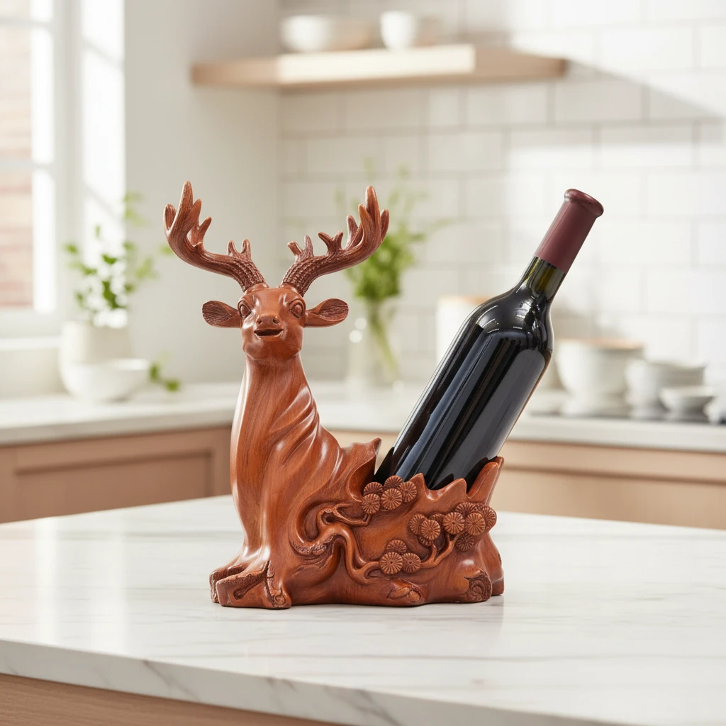 Wine Rack - Deer Head Decorative Sculpture Brown 25x12x31cm Home Decor Wine Racks