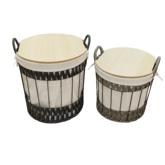 Wooden Storage Basket Set - 2pc with Handles Home & Garden Storage & Organization