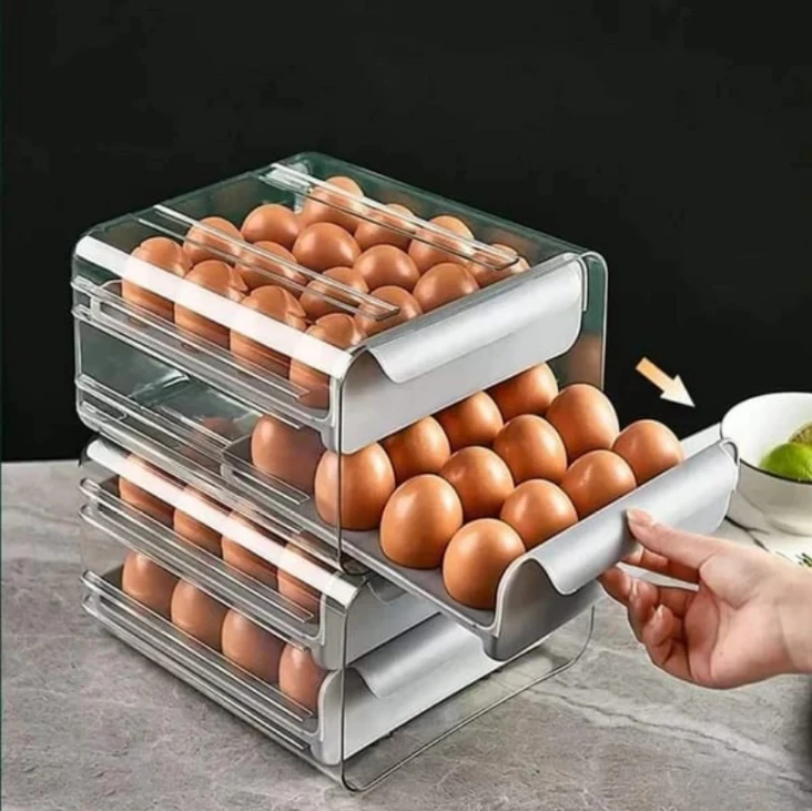 3 Tier Acrylic Egg Holder Storage Organizer for 32 Eggs Kitchen & Dining Food Storage Containers