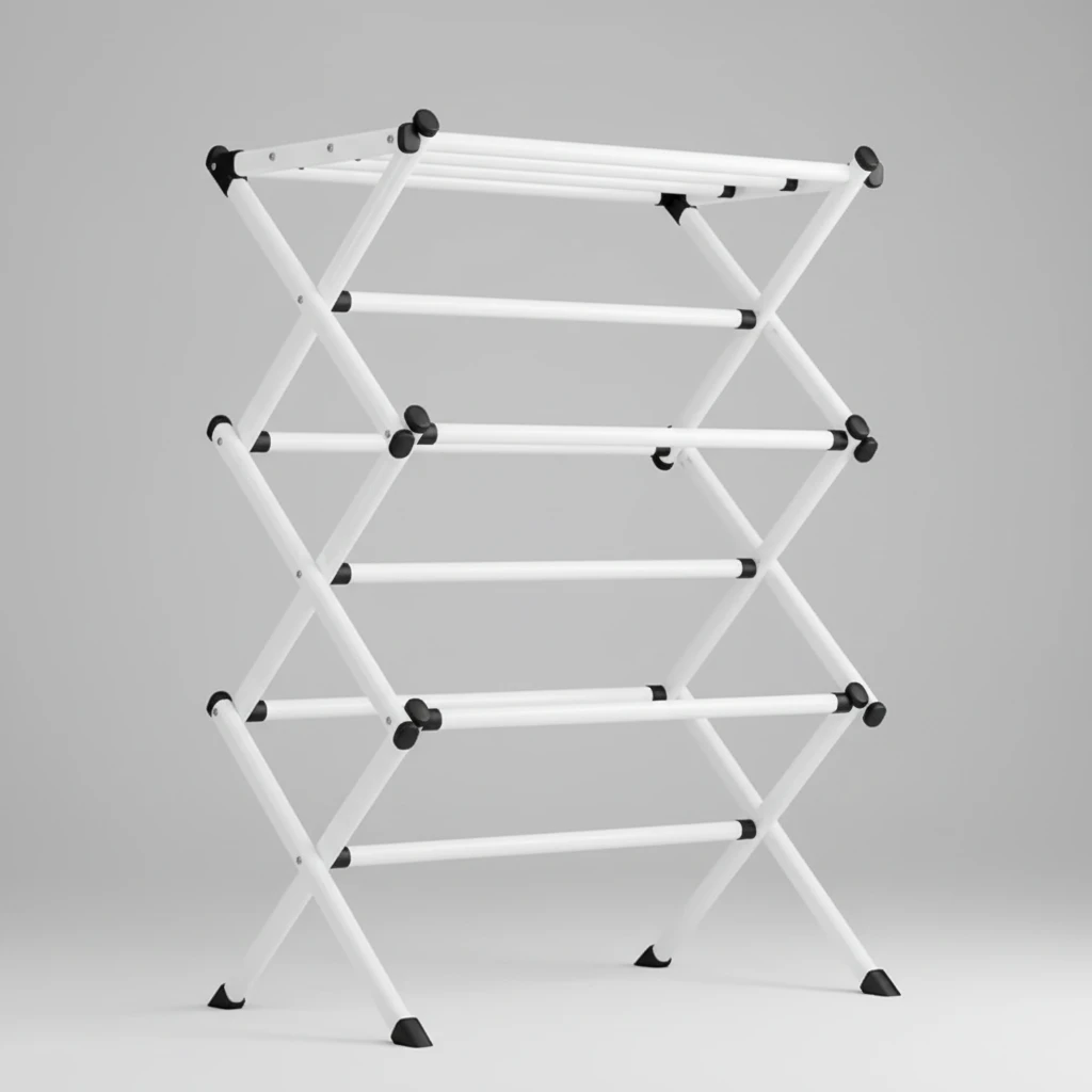 3 Tier Foldable Metal Clothes Drying Rack with Wheels Home & Garden Drying Racks