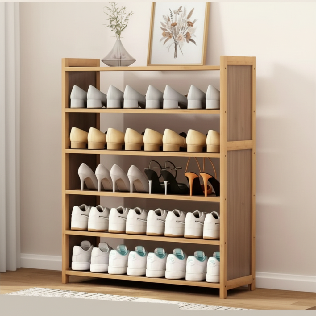 6-Layer Bamboo Shoe Rack Storage Organizer 80cm