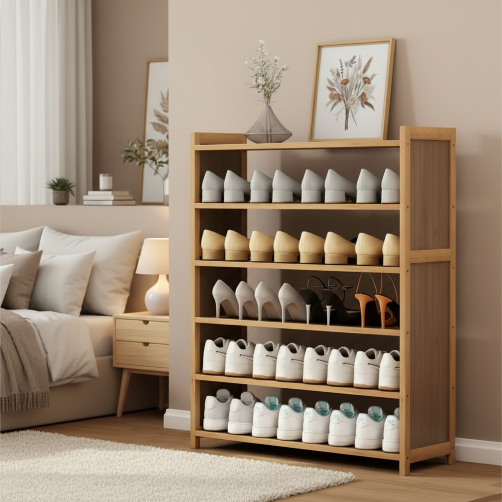 6-Layer Bamboo Shoe Rack Storage Organizer 80cm
