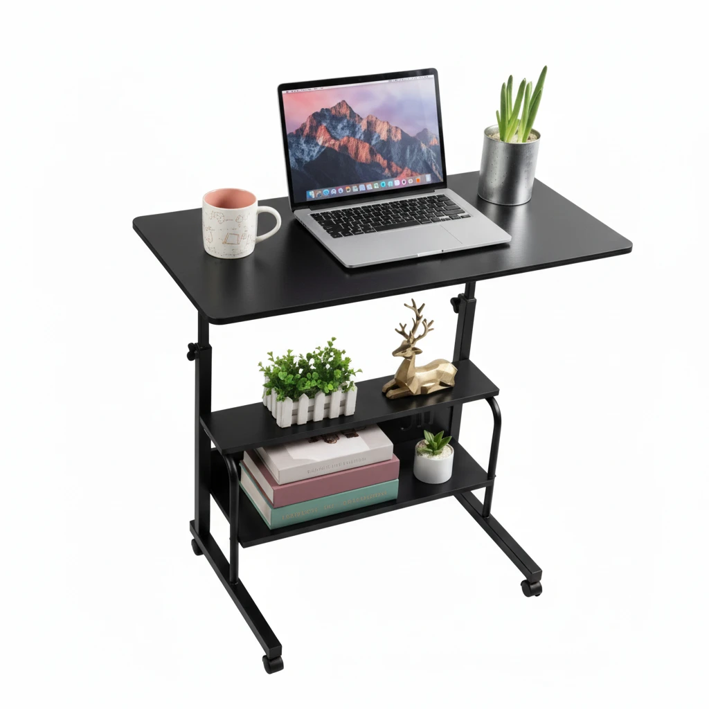 Adjustable Height Study Laptop Table with Wheels Mobile Desk Home & Garden Desks