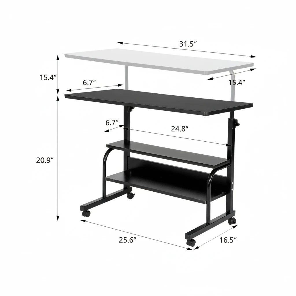 Adjustable Laptop Table With Wheels For Students Storage Home & Garden Desks