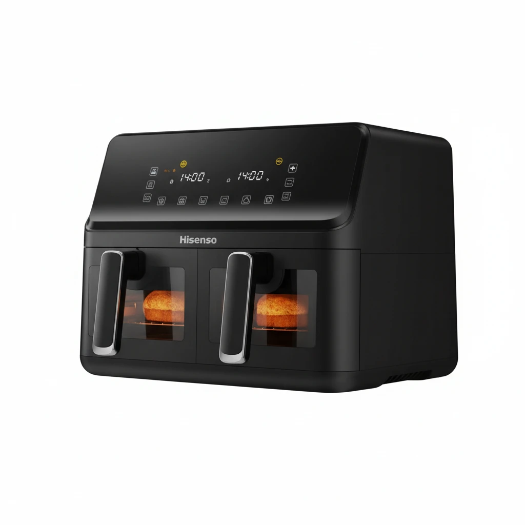 Hisense 8.6L Dual Basket Digital Air Fryer Double Drawer Touch Control LED Display Preset Modes Black Kitchen & Dining Air Fryers