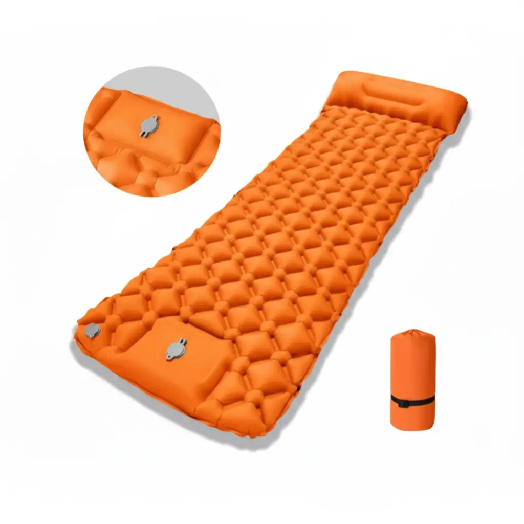 Sleeping Mat - Self-Inflating Foot Pump Camping Mattress with Pillow 75x235cm Sports & Fitness Sleeping Pads