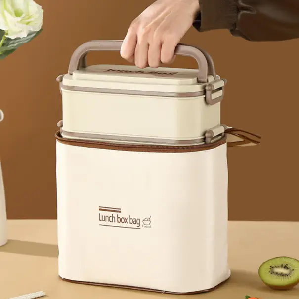 Lunch Box Set - 1500ml Double Layer Removable Stainless Liner Insulated Bag Cutlery Kitchen & Dining Lunch Box Sets