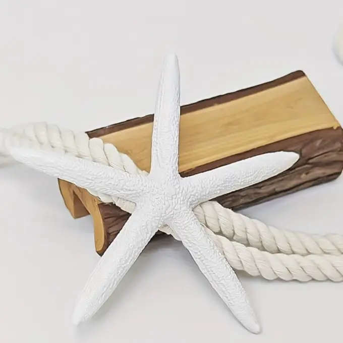 Curtain Tiebacks - Pair Boho Starfish Resin Cotton Rope 60cm Adjustable Drapery Holder White Home Decor Curtain Tiebacks