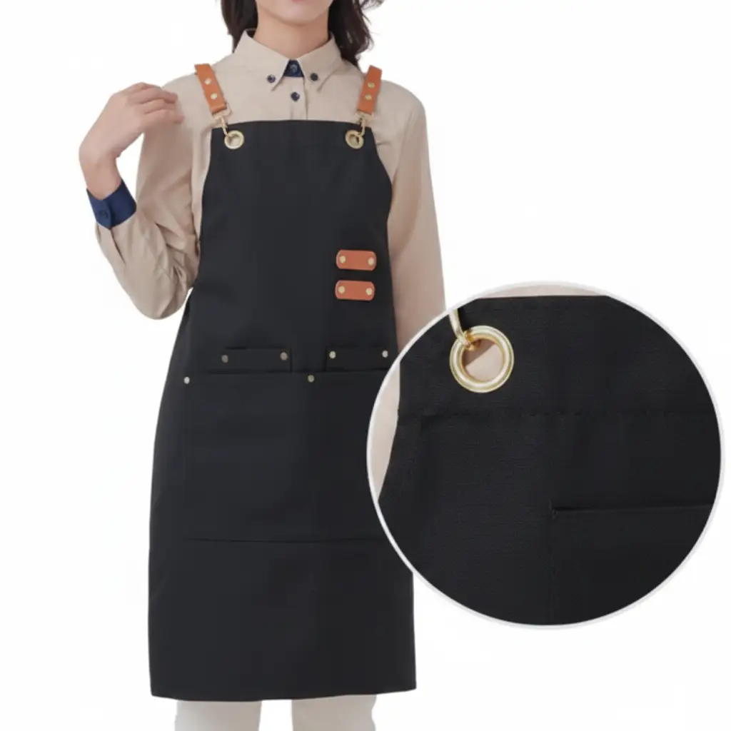 Canvas Apron For Chefs With Leather Straps And Pockets Kitchen & Dining Aprons