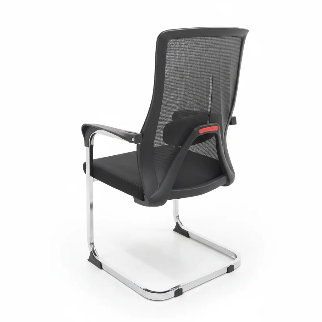 Office Chair - High Back Mesh and Fabric Visitor Chair with Chrome Sled Base Black Furniture Office Chairs