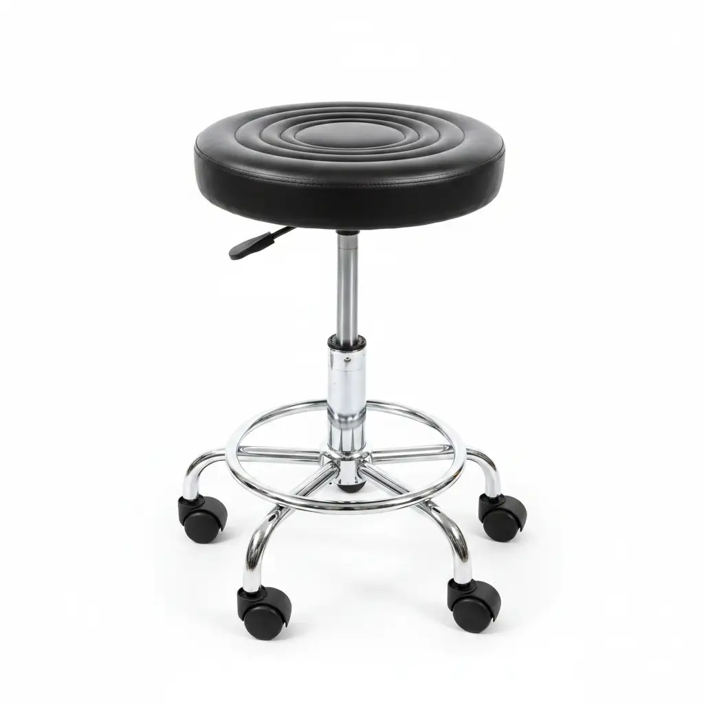 Tufted Round Salon Stool with Castors Furniture Office Chairs