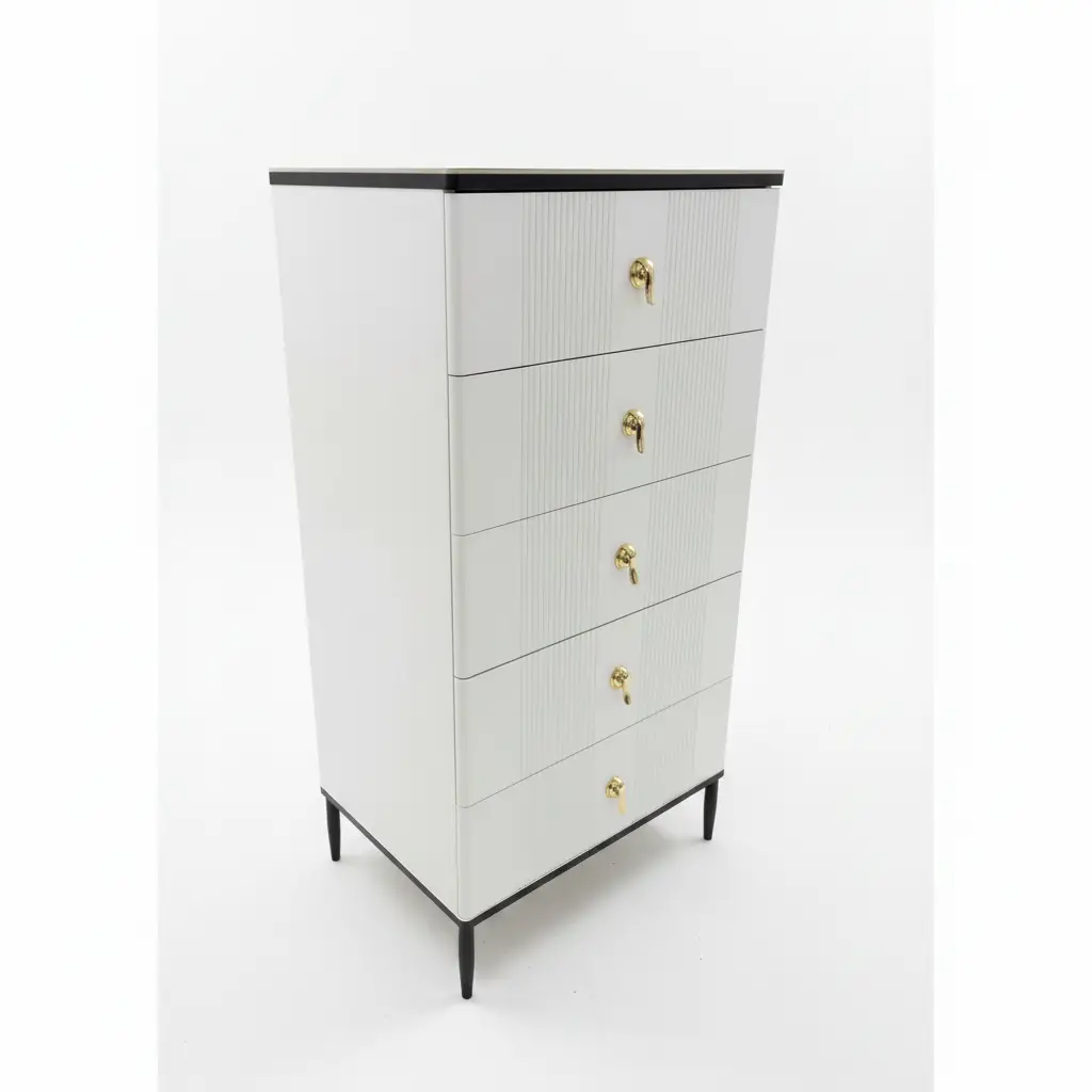 3-Drawer Ribbed Chest of Drawers with Marble Top Furniture Dressers