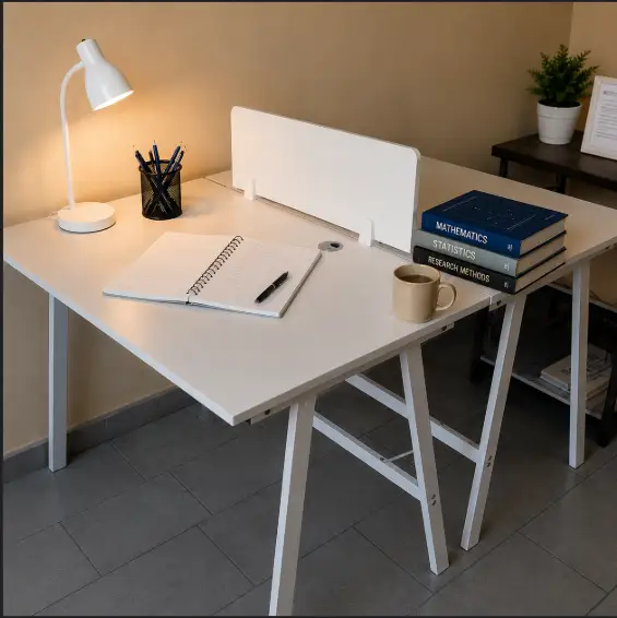2-Person Back-to-Back Workstation with Privacy Divider Office Workstation Workstations & Cubicles
