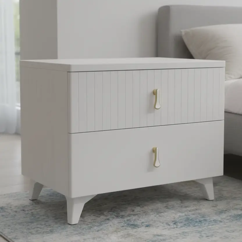 Fluted 2-Drawer Bedside Table Nightstands