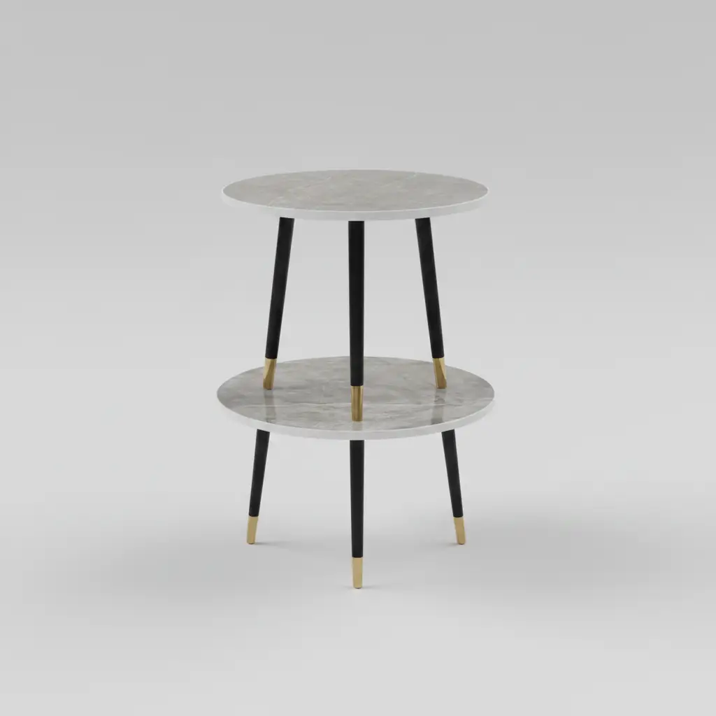 2-Tier Marble-Top Round Side Table Side Table End Tables