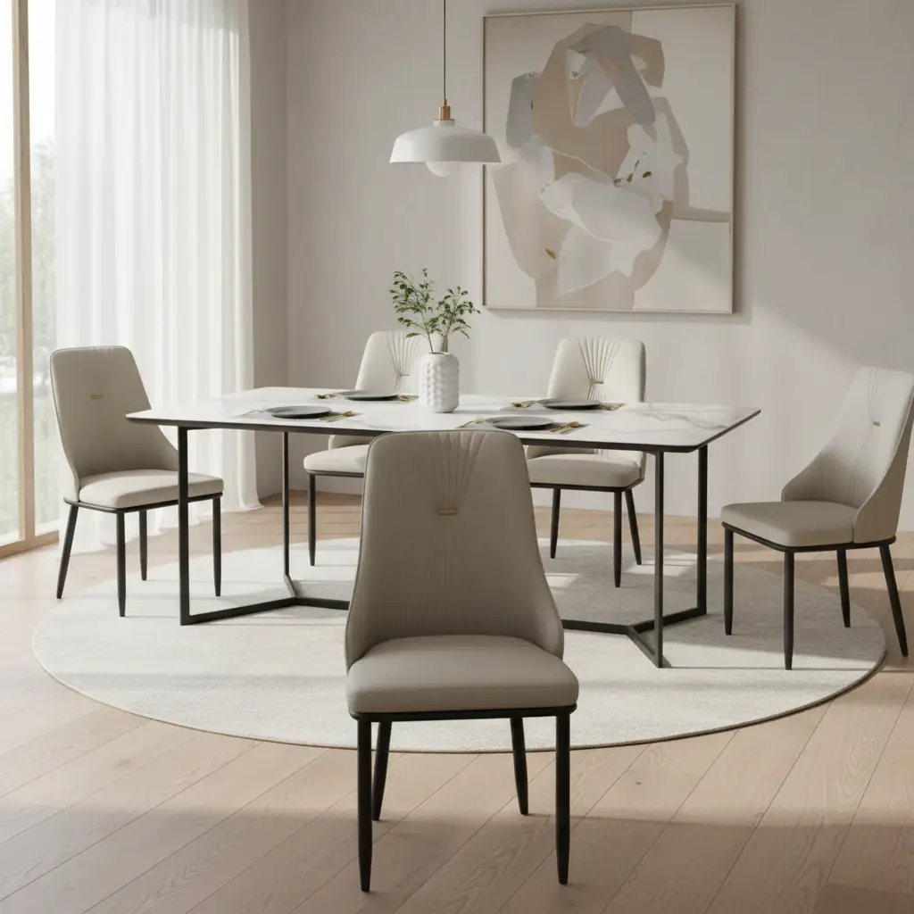 Button-Tufted Wingback Dining Chair - Cream Dining Chair Dining Chairs