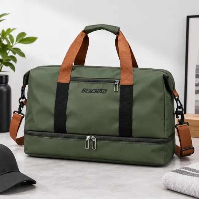Military Green Duffle Bag with Shoe Compartment Duffle Bag Gym Duffel Bags